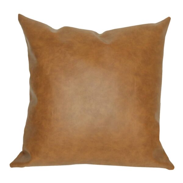 Brown Faux Leather Throw Pillow Cover