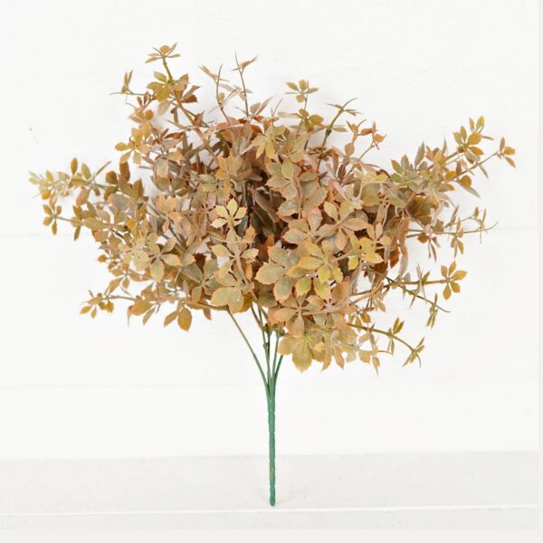 530075- 16in Plastic Sweetgum Leaves Bush-Flocked Fall Mix-