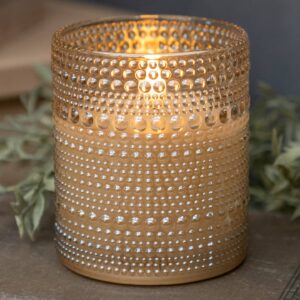 faire_b5_15 4 inch Champagne Dotted Glass 3D Flame Candle